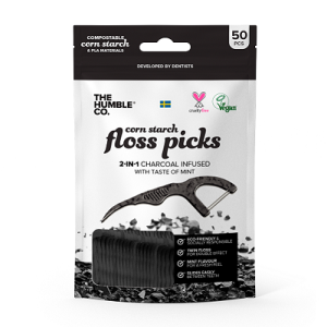 The Humble Co – Aplicador de Fio Dentário | Sabor Menta com Carvão infundido – 50 uni