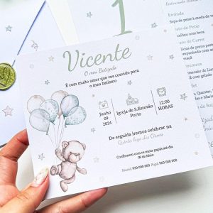 Convite Envelope Urso e Balões Verde