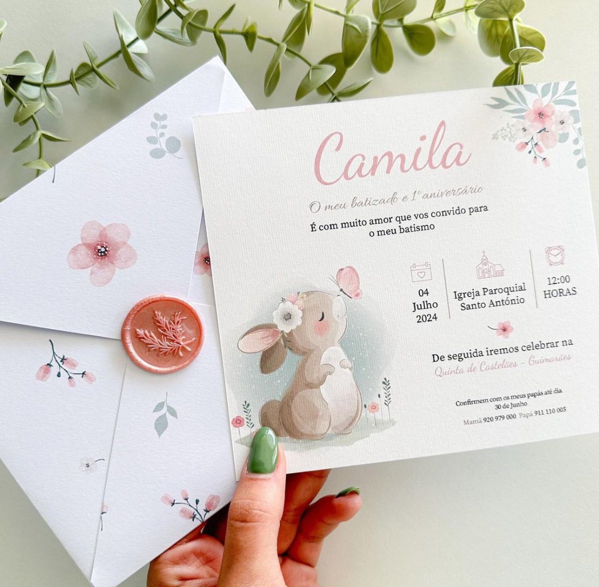 Convite Envelope Coelhinho