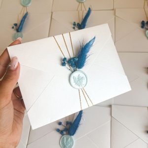 Convite Envelope Flores Azuis